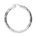 Silver Twisted Medium Hoop Earrings