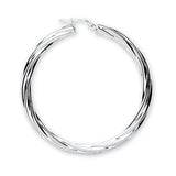 Silver Twisted Medium Hoop Earrings
