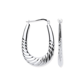 Silver Twisted Ridge Oval Creoles