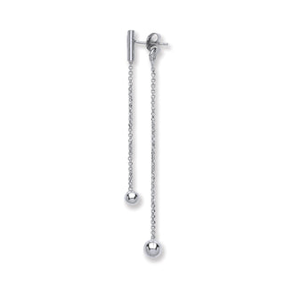 Silver Two Strand Ball Drop Earrings