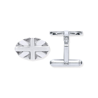 Silver Union Jack Oval Cufflinks