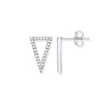 Silver Upside Down CZ Triangle Stud Earrings