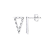 Silver Upside Down CZ Triangle Stud Earrings
