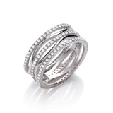 Silver Wavy And Straight Full Et CZ Ring K