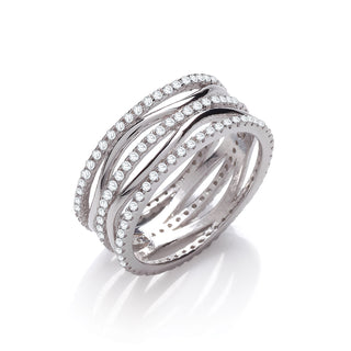 Silver Wavy And Straight Full Et CZ Ring K