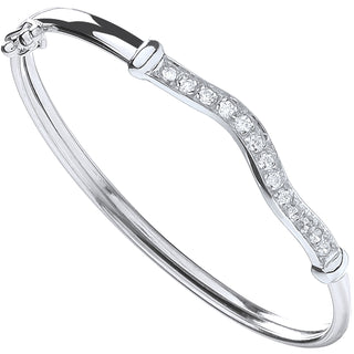 Silver Wavy Top Baby CZ Bangle