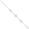 Silver White Enamel Four Leaf Clover Bracelet
