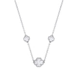 Silver White Enamel Four Leaf Clover Necklace