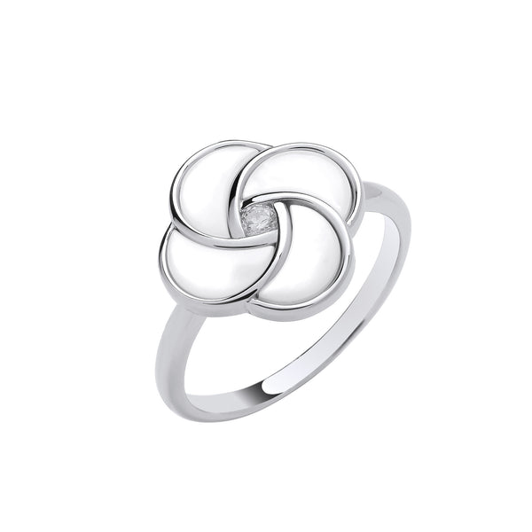 Silver White Shell Swirl Ring