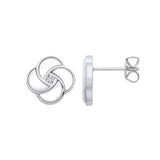 Silver White Shell Swirl Stud Earrings