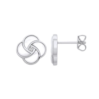 Silver White Shell Swirl Stud Earrings