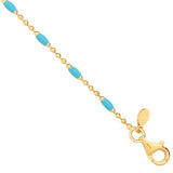 Silver Yg Plated Blue Enamel Anklet