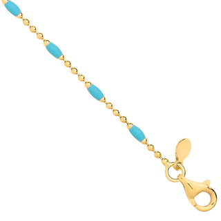 Silver Yg Plated Blue Enamel Anklet
