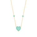 Silver Yg Plated, Green Heart Necklace