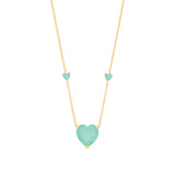 Silver Yg Plated, Green Heart Necklace