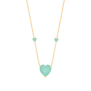 Silver Yg Plated, Green Heart Necklace