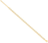 Silver Yg Plated Heart CZ Rubover Tennis Bracelet