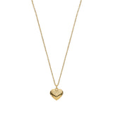 Silver Yg Plated Heart Ribbed Pendant Chain