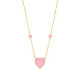 Silver Yg Plated, Pink Heart Necklace