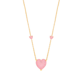 Silver Yg Plated, Pink Heart Necklace