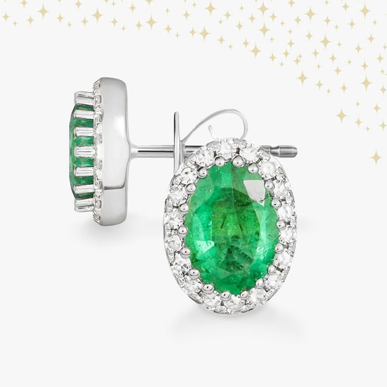 Emerald earrings with sparkles