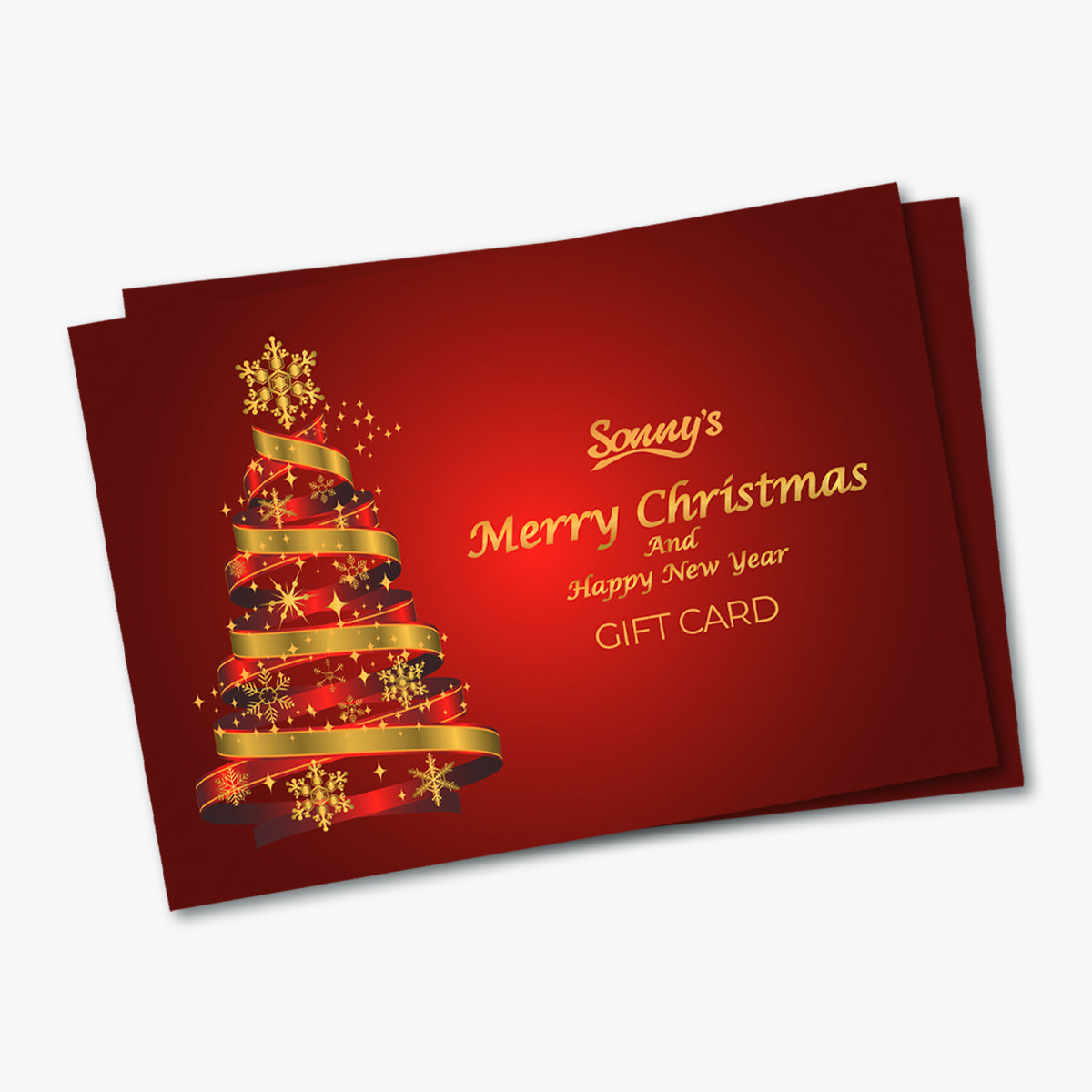 Sonny's christmas gift card with christmas tree