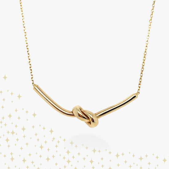 Gold knot necklace gifts for her with sparkles