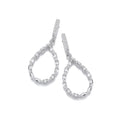 Teardrop Baguette CZ Silver Drop Earrings