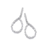 Teardrop Baguette CZ Silver Drop Earrings