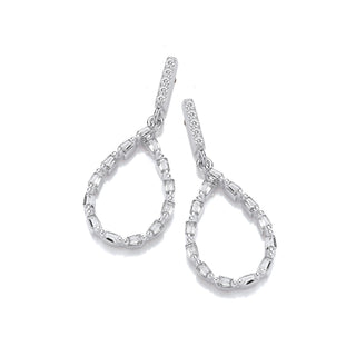 Teardrop Baguette CZ Silver Drop Earrings