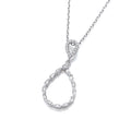 Teardrop Baguette CZ Silver Pendant With Chain