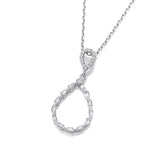 Teardrop Baguette CZ Silver Pendant With Chain