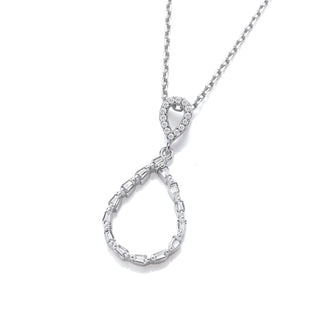 Teardrop Baguette CZ Silver Pendant With Chain