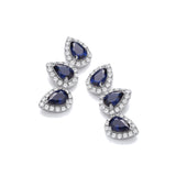 Teardrop Blue CZ Climber Stud Earrings