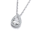 Teardrop Clear CZ Pendant With 18" Chain