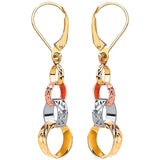 Three Colour Interlink Drop Earrings