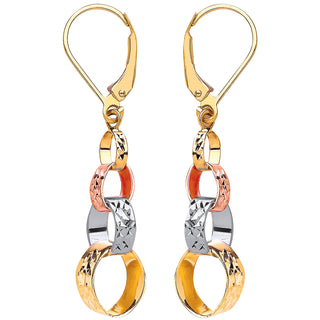 Three Colour Interlink Drop Earrings