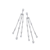 Three Strings With Rubover CZ Silver Drop Earrings