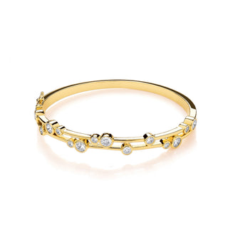 Timeless Rubover Set Clear CZ Ladies Yg Plated J-jaz Bangle