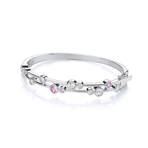 Timeless Rubover Set Pink & Clear CZ Ladies J-jaz Bangle