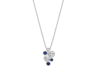 Timeless Style Rubover Set Blue & Clear CZ Pendant