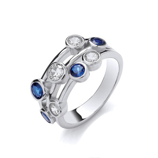 Timeless Style Rubover Set Blue & Clear CZ Ring