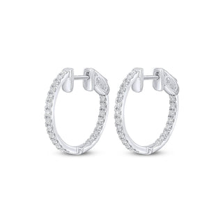 18K White Gold 18mm Diamond Hoop Earrings