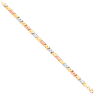 W, R & Yellow Gold Double Kisses Ladies Bracelet