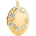 W/y Oval Flower Design Locket