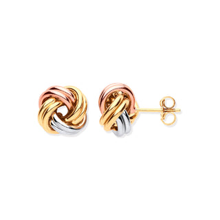 W Y & Rose Gold 11mm Knot Studs