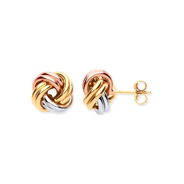 W Y & Rose Gold 11mm Knot Studs