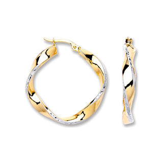 W & Yellow Gold 28mm Twisted Hoop Earrings