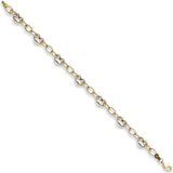 W & Yellow Gold 5.3mm Fancy Heart Linked Bracelet