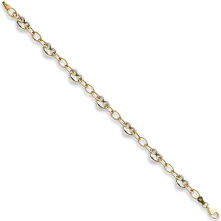 W & Yellow Gold 5.3mm Fancy Heart Linked Bracelet